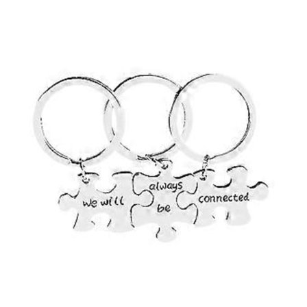 3 kpl We Will Always Be Connected -kirjainavaimenperäsetti, luova palapeli, avaimenperät pariskunnille, lahja rakastaville (hopea)