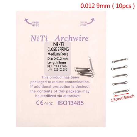 10st 6MM 9MM Dental Spiral Fjäderfästen Ortodontisk NITI Spiraler Tandställning för Tänder Tillbehör Tandläkarmaterial Tandvårdsverktyg