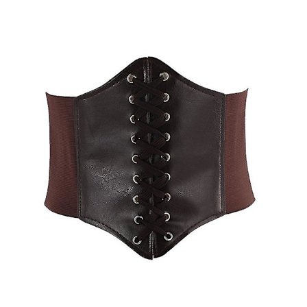 Kvinnor midja Cincher brett band Elastisk knuten Waspie Korsett Pu läder bälte Body Shaper Coffee