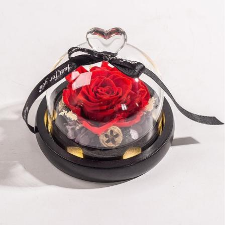 Everrose Immortal Flower, Presentförpackning Ros Glas med LED-ljus - Röd