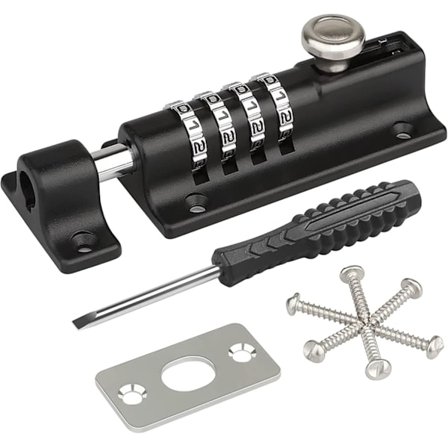 Kombinationslåsbolt, 4-cifret kombinationsbolt til skydedør, nulstillingsbar, fortykket solid zinklegering kombinations cylinderbolt, sikkerhedsskyde 