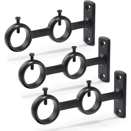 (Svart) 3-pakning med 2 dobbelte kroker gardinstangholdere for stue