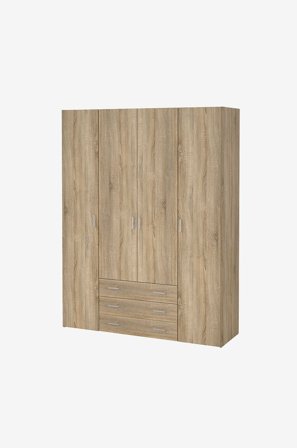 Tvilum - Space Garderob med 4 dörrar + 3 lådor (200) - Paket - Brun - Garderober - Från Homeroom