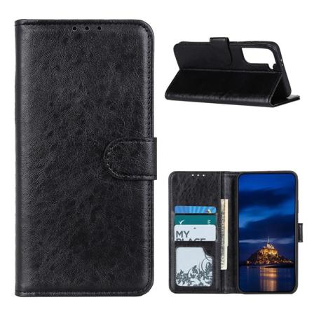Samsung Galaxy S21 Plus - Crazy Horse Läderfodral - Svart Black Svart