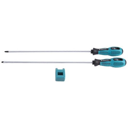 2 stk. 30 cm lange kærv- og stjerneskruetrækkersæt, magnetisk skruetrækker med gummihåndtag