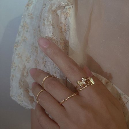 4 st Geometriska Ringar Set Butterfly Finger Ring Set For Women