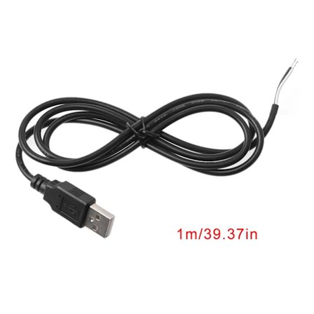 USB-urosliitin 2-johtiminen/2-nastainen virtajohto DC 5V USB-virtalähdelaitteelle DIY 1m johto, kulutusta kestävä