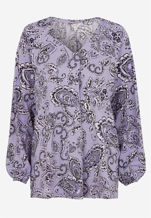Cellbes of Sweden - Mønstret jerseytunika med dekorativt læg i lilla / paisley til damer i størrelse 34/36
