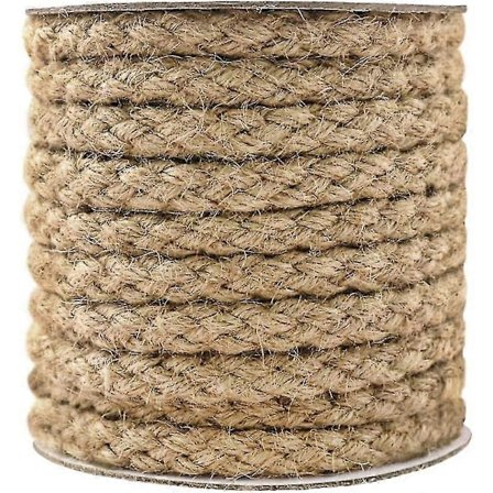 Flettet jute reb, 7,6 meter 11 mm tykt snorrebånd til håndarbejde, kradsetræ til katte, havearbejde, bundtning og makraméprojekter