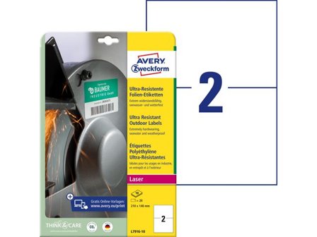 AVERY Etikett stretch 210x148mm 20/fp - Lyreco - Emballage och lagerutrustning - Etiketter och godsmärkning - Vattenfasta etiketter
