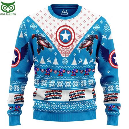 Merry Christmas Ugly Sweatshirt Captain America Genser 3D Print Mønster Klær Topp 2024 Ny Høst Vinter Herre Dame Pullover style 1 5XL
