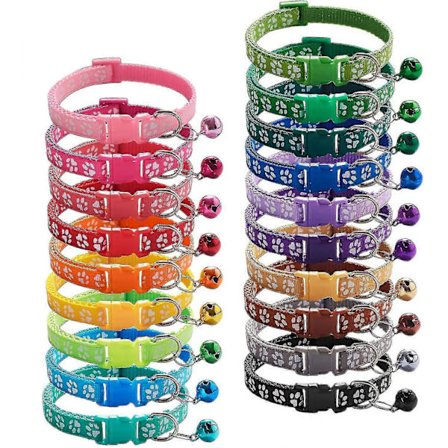 19 stk. valpehalsbånd med bjelle, justerbare 19-32 cm, myke justerbare reflekterende identifikasjonshalsbånd i nylon for nyfødte kjæledyr -suzuka