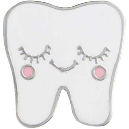 Tegneserie Tand Brosche Pin Mini Sød Legering Emallje Tand Mønster Revers Brosche Pin til Mænd Kvinder Jakker Taske Badge Dekor(Gratis Størrelse,Hvid)