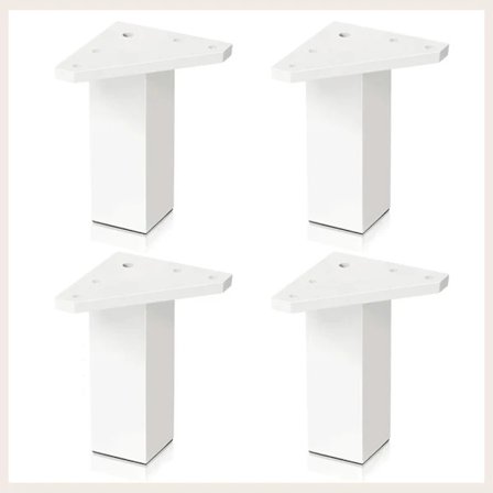 Vita Möbelben Sett med 4 Ben Skruer Inkludert - Hvit Farge, Høyde 10 cm - DIY Bordben (Pakke med 4 Ben)