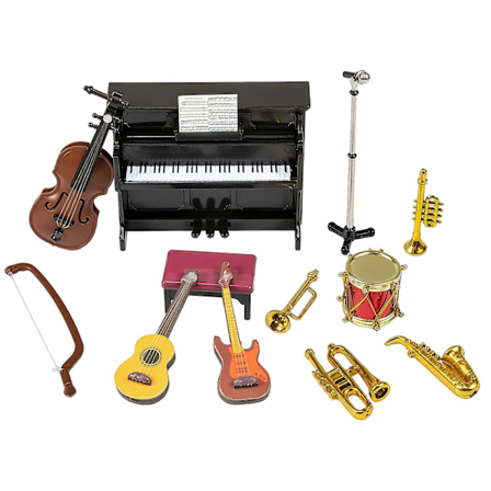 Miniatyr Musikk Instrumentsett 12 stk Mini Musikk Instrument Modell Dekorasjonstilbehør[C]