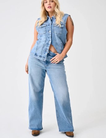 ONLY Carmakoma Carjuicy Hw Wide Leg Rea365 Noos - Blue - 54 x 32