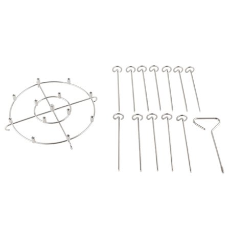 Vertikal grillrist i rustfritt stål med spyd og varmebestandig frityrstativ