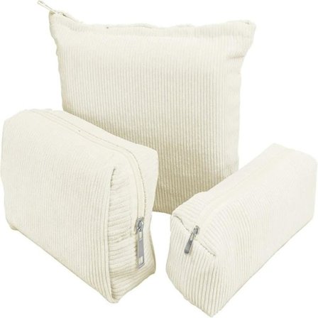 3-pak makeup taske i fløjl – Kosmetiktaske med metal lynlås til rejser og hverdag_TF_TF