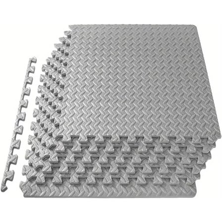 Hjemmetreningsmatter EVA Gummi - 30cm X 30cm X 10mm 24 Biter 2.16 M² | Treningsskumfliser, Pusleskummatte, Treningsgulvmatte