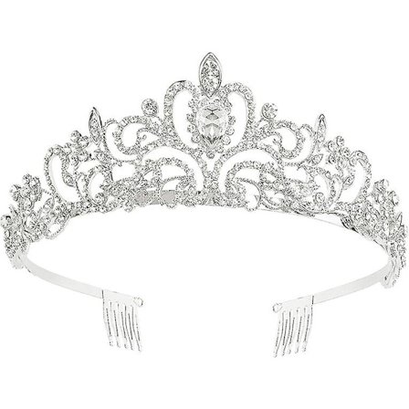 Kristallkrona Tiara, Tiara med Rhinestone Kam för Bröllop Pageant Baler Bröllop Prinsessfester Annive