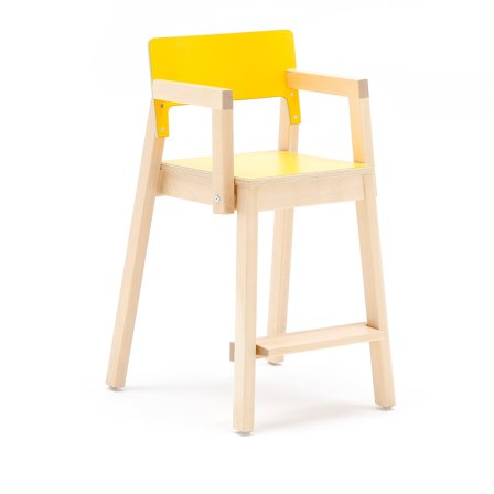 Großer Kinderstuhl LOVE mit Armlehnen, H 500 mm, Birke, Laminat gelb