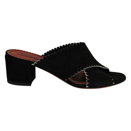 Santoni, sandals with crossed bands and heel in suede Czarny, Kobieta, Rozmiar: 36 EU