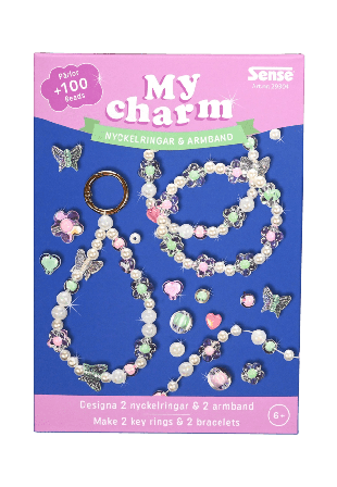 SENSE Pärlset Nyckelring & armband Grön/Rosa Skapa pyssla Unisex ONESIZE