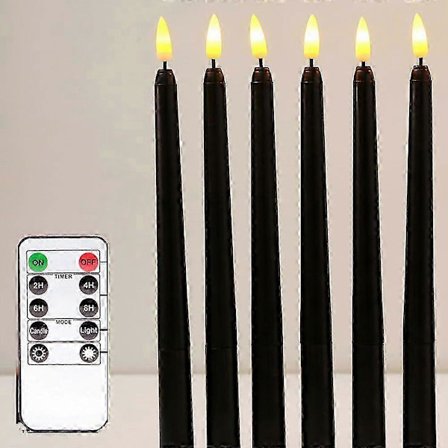 6-pak Sort LED Keglelys, Vindueslys, Lys, Lange Lys, Batteridrevne Lys (Batteri Ikke Inkluderet), Elektriske Lys Vind