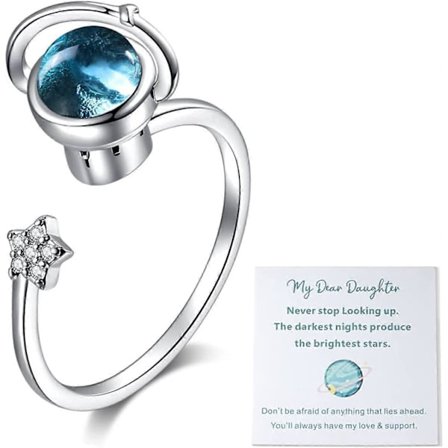 Till Min Dotter Fidget Ring för Ångest, Fidget Ringar för Ångest för Kvinnor, Justerbar Stapelbar Ångestlindrande Regnbåge Fidget Ring Smycken Gåvor