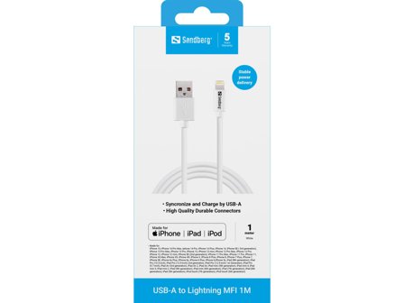 Sandberg lade-/datakabel - Lightning / USB - 1 m