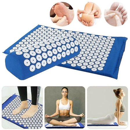 Akupressursett Spikermatte Akupressurmatte Massasjematte & Pute Akupunktur Blå