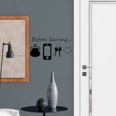 Before leaving reminder vinyl vägg klistermärke