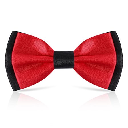 Herre Sløyfe, Rød og Sort Dobbel Forhåndsknyttet Sløyfe Justerbar Formell Hals Sløyfer Sateng Enkelt Sløyfe for Fest Bryllup for Menn og Gutter