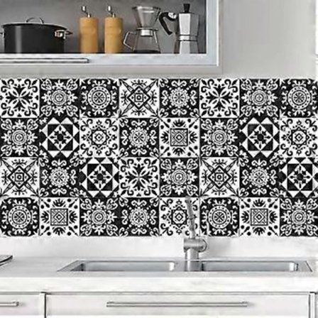 20 svartvita kakeldekor (15 cm x 15 cm, 6 x 6 tum).