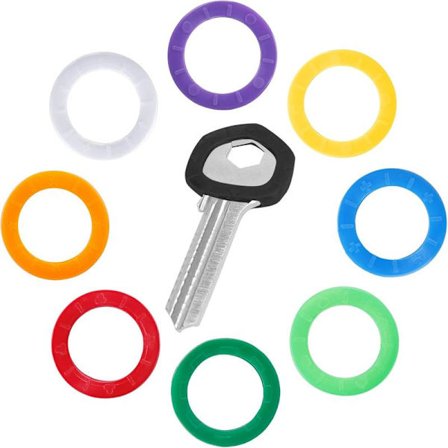 36-pakning 1" 9-fargede runde plastnøkkelhetter for standard runde hull
