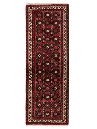 68X193 Tapis D'orient Hosseinabad De Couloir Noir/Rouge Foncé (Laine, Perse/Iran)