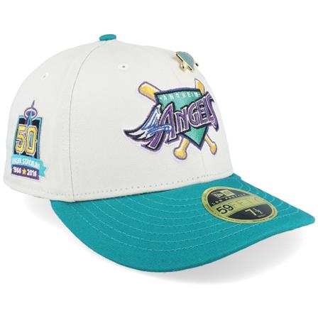 New Era - Los Angeles Angels MLB Pin 59FIFTY Low Profile Stone/Teal Fitted Fitted Beige Cap - MLB @ Hatstore