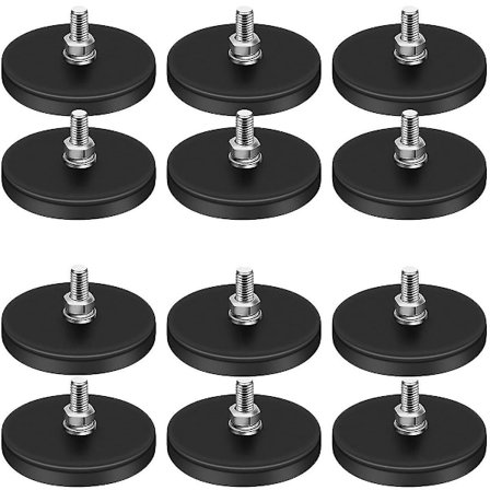 Gummibelagda Magneter, 10 kg Neodym Magnetbas Med M6 Gängad Magnet Med Bultar Och Muttrar, stark