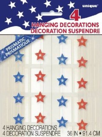 Hengende dekorasjon prismastjerner 4-pakke