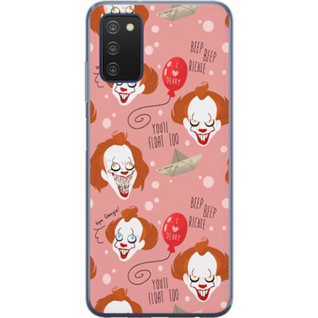 Kompatibel Mobilcover til Samsung Galaxy A03s IT Pennywise mønster med klovne ansigter, balloner og Youll float too ikonisk horror design perfekt til