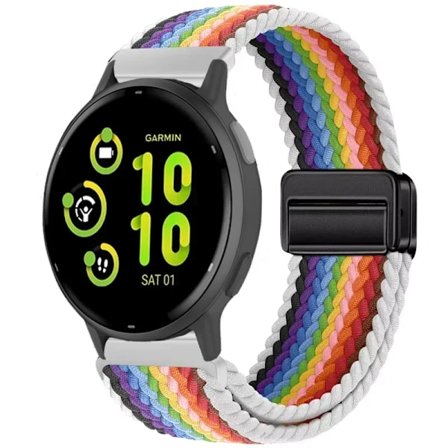 20/22 mm nylonarmband kompatibelt med Garmin Forerunner 55 165 265 965 255, magnetiskt flätat andningsbart band kompatibelt med Garmin Active 5/Venu 3