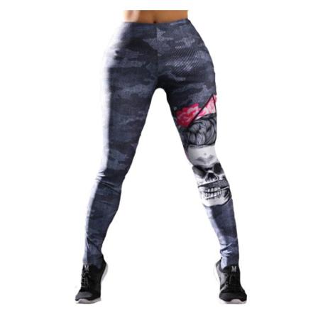 Kamouflage Leggings Med Dödskalle Multicolor S