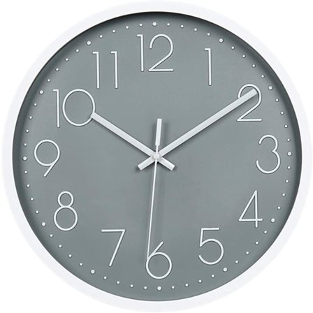 12" Moderne Lydløs Væg Ur - Væg Ur til Soveværelse Køkken Stue - Grå