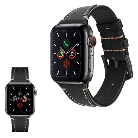 Apple Watch Series 5 / 4 40mm aitoa nahkaa oleva ranneke - Musta Black