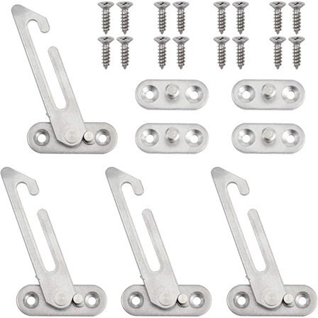 vindue Lås Vinduesbegrænser Rustfrit stål Vinduesfastholdelse Sikkerhedslås Vindueslås Med Skruer Til Barn Baby Sikkerhed -venstre4stk