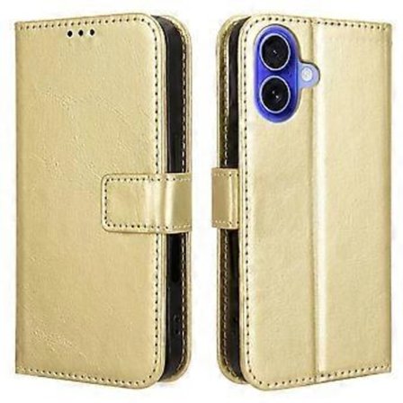 För iPhone 16 Plus Skal Crazy Horse Textur PU Läder Plånboksfodral (Stil B)