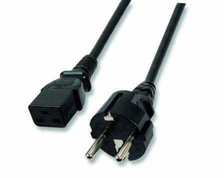 OEM Netzkabel 230V Schutzkontakt CEE7(Stecker)->Kaltgeräte IEC-C19(Buchse), 3m, 16A,