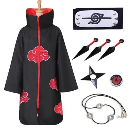SQBB Anime Naruto Kappe Cos Lang Xiao Print Jakke Rød Sky Robe XL