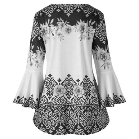 Dam T-shirt Printed Casual Blus Ärm Rund Hals Topp