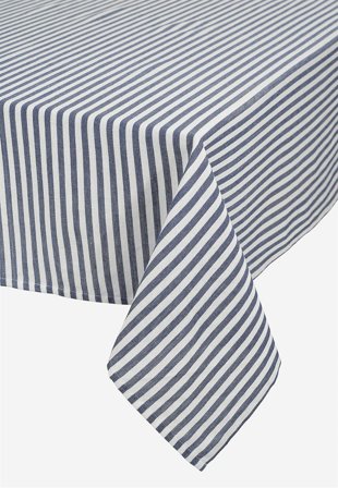 Cellbes of Sweden - Vävd, randig duk - marin / vit / randig - - 140 x 350 cm